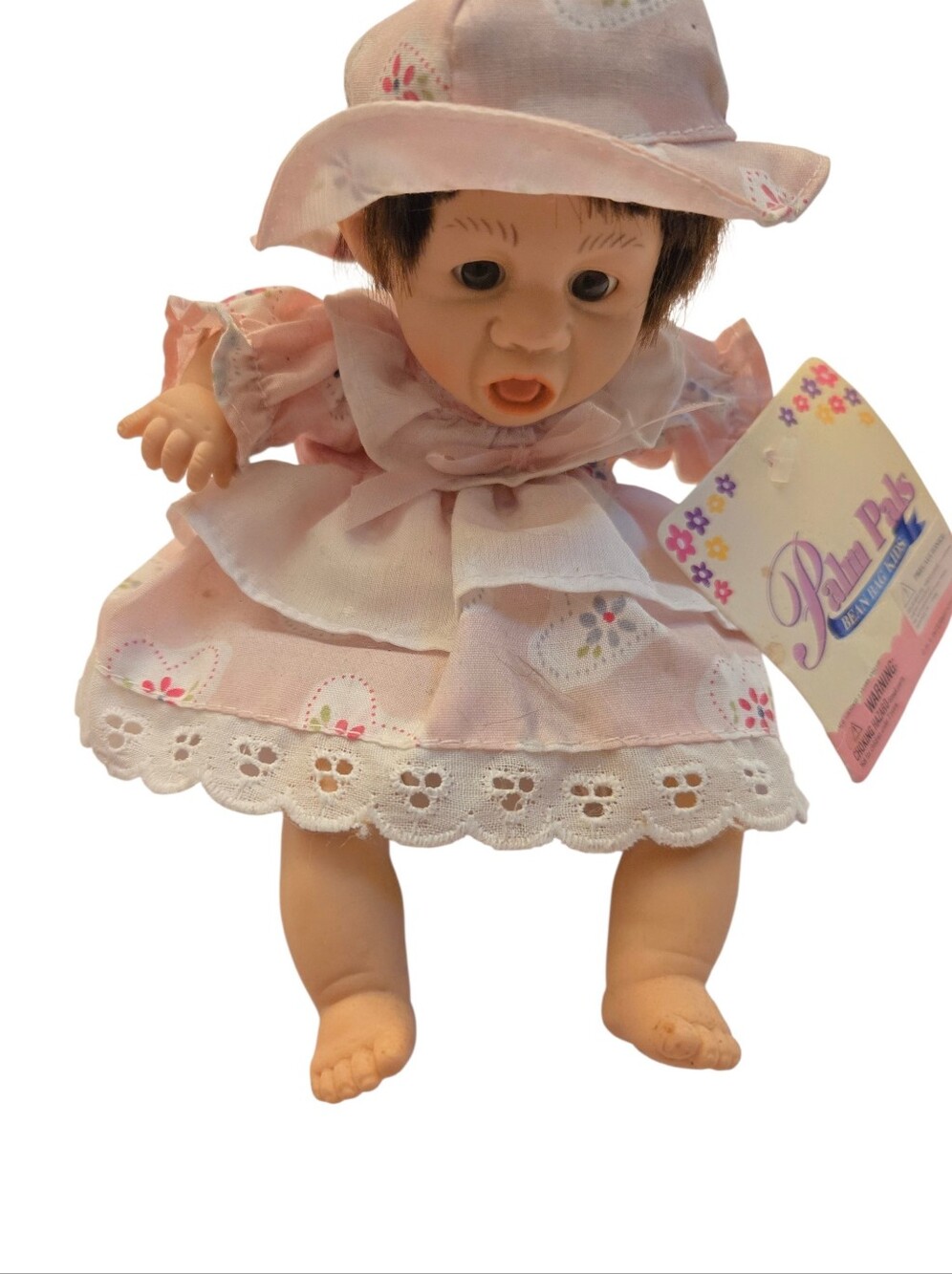 Palm Pals Bean Bag Kids Pink Flowered Baby Doll with Hat